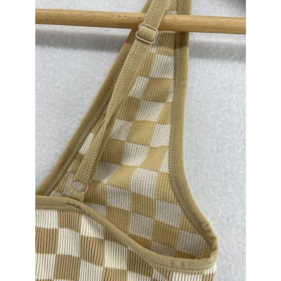 Garage Tan/White Checkered Bralette Size Small Ribbed - Picture 7 of 8
